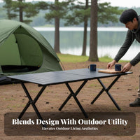 Portable Roll-up Camp Table Lightweight Slatted Roll-up Table Long-Lasting Camping Equipment Includes Carry Bag for Picnickers, Families, Tailgaters, Picnics, Backyard, Tailgating, Barbecues