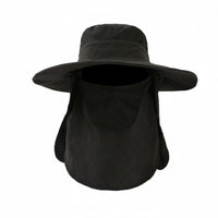 Quick-Drying Wide Brim Fishing Hat Detachable Flaps Sun Hat with Neck Flap Breathable Mesh for Fishermen, Hikers, Camping, Gardening