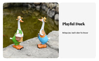 Cute Design Duck Statue Detailed Craftsmanship Resin Duck Figurine Rustic Charm for Gardeners, Balcony, Garden, Pondside