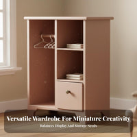 1:12 Scale Wardrobe Decorative 1:12 Scale Doll Wardrobe Solid Wood Miniature Wooden Armoire for Collectors, Hobbyists, Diorama, Display Box