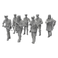 7 Pieces Historical Conflict II Infantryman Figures 3D Printed Unpainted Resin Soldiers Single-Piece-Piece Collectible Toy for Diorama