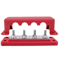 Four-Way Busbar with M8 Posts Insulated Power Distribution Block with Cover Bus Bar with 4 Studs Corrosion-Resistant