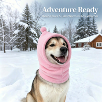 Dog Fleece Hooded Scarf, Windproof Pet Winter Scarf, Thick Fleece Headwear for Cold Weather, Adjustable Drawstring Neck Warmer, Full Head Coverage