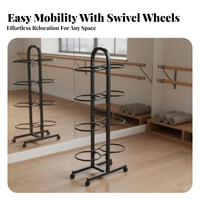 Space-Saving Gym Ball and Block Organizer Large Capacity Exercise Ball Storage Rack Multifunctional Workout Equipment Organizer Heavy-Duty Construction for Dance Studio, Physical Rehabilitation Facility