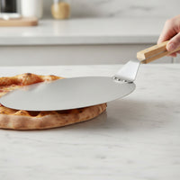 Pizza Peel with Wooden Handle Round Pizza Peel Easy to Clean for Pizzaiolos, Pizzerias