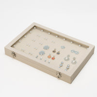 Dustproof Jewelry Box with Glass Lid Slim Jewelry Organizer Box Slim-Line Clear for Dresser, Vanity