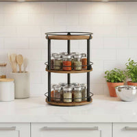 360 Degree Rotation Spinning Seasoning Organizer Space Saving Rotating Seasoning Rack Raised Rim Design for Kitchen, Pantry, Bathroom