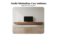 Walnut Finish TV Console Cable Management Compartment Wood TV Console with Storage Quiet-Close Drawers Walnut Finish Media Table for Bedroom