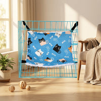 Cat Hammock Hanging Cat Bed with Metal Hooks, Double-Sided Canvas and Soft Swing, Portable Resting Place for Indoor Pet Cage and Enclosure