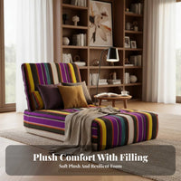Adjustable Headrest Striped sectional Sofa Latex Filling Sectional Couch High-Resilience Foam Living Room Furniture Breathable Fabric for Families, Homeowners, Adults, Villas, Large Houses, recreation Area, Office