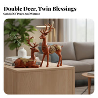 2 Pieces Creative Wedding Gift Nordic Deer Figurine Set Detailed Craftsmanship Plum Blossom Deer Statues Vivid Design for Newlyweds, Bedroom