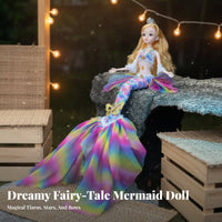 Mermaid Princess Doll 11 Movable Joints Aquatic Tail Princess Toy Articulated Mermaid Doll Three-Dimensional Realistic Eyes
