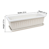 Plant Pots and Garden Pots, Ribbed Flower Pots with Tray, Self Watering Flower Box, Floor Standing Home Decor Balcony Planter