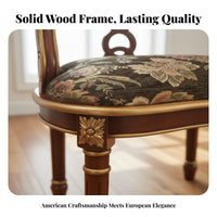 American Design Accent Furniture Set Handcrafted Upholstered Chair and Table Set Gold Accents Seating Group for Adults, Balcony, Reception Area