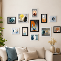 Multi Photo Frame Set of 8, Modern Minimalist Black Picture Frame, No-Drill Rectangle Frame for Gallery Wall, Matte Finish Home Decor