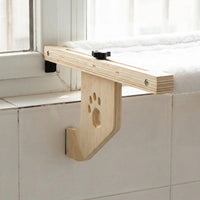 Hanging Cat Bed Window Hammock, Foldable Wood Frame Indoor Perch Sturdy for Balcony or Floor, Hooks Over Windowsill Space Saving Furniture