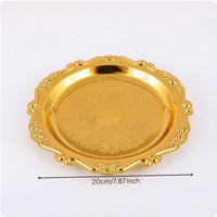 Ornate Tray with Scalloped Rim Embossed Trinket Dish Decorative Jewelry Tray Reflective for Vanity