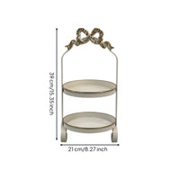 Decorative Two-Tier Tray Rack Vintage Round Tray Rack with Bow Top Versatile Dessert Display Stand Multi Layer for Countertop