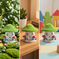 Miniature Fairy House Resin Fairy Garden House with Moss Roof Lighted Mini Cottage Forest for Hobbyists, Gardeners, Micro Landscape, Patio