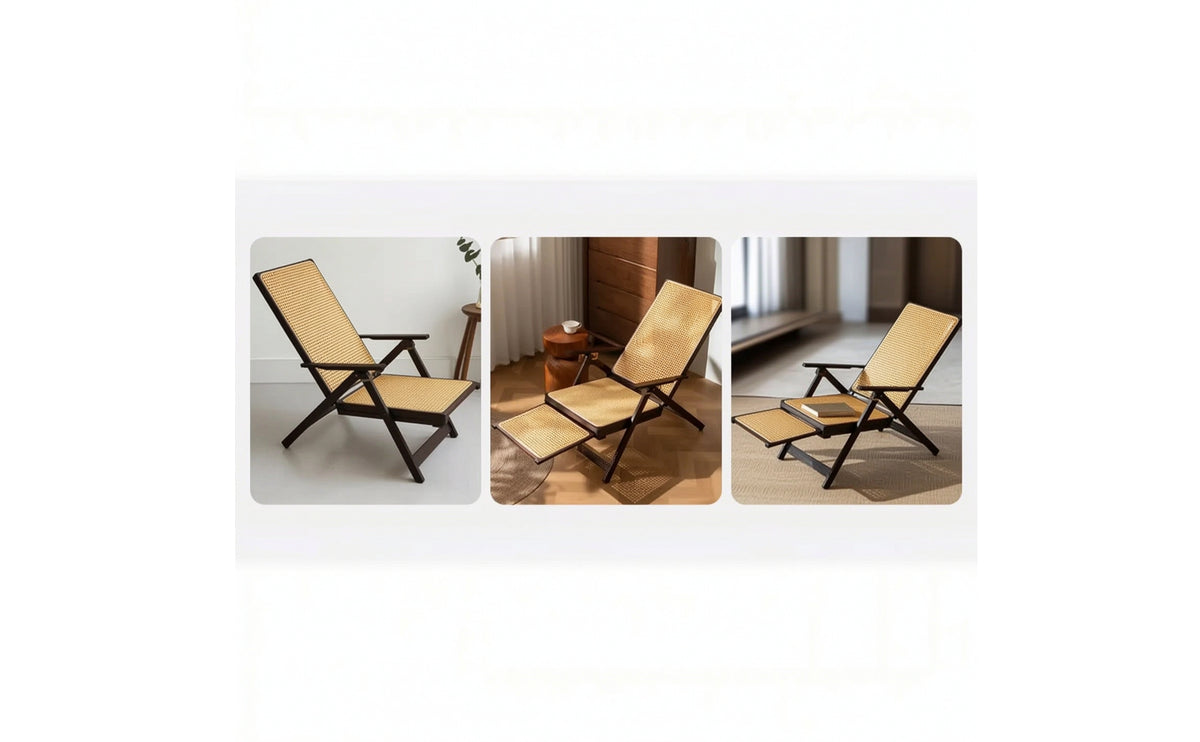 Folding Recliner Chair Foldable Folding Chair with Wooden Frame No Assembly Required Furniture for Adults, Balcony, Living Room, Bedroom