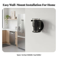 Wall Mounted Cup Holder Space-Saving Foldable Wall Cup Holder Two Installation Methods Tumbler Rack for RV Owners, Bedroom, Office, Camping