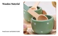 15 Pieces Ideal Gift Wooden Toy Tea Set Imaginative Play Kids Afternoon Tea Playset Child-Safe Wooden Kitchen Toy Set Educational for Girls, Preschoolers, Toddlers, Kindergarten