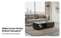 Modern Design Coffee Table with Storage Scratch Resistant Rectangular Coffee Table with Drawer and Cubby Spacious Drawers Living Room Furniture Long-Lasting Construction for Apartment Dwellers, Homeowners, Families, Lounge Area, Home