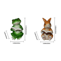 2 Pieces Two-Piece Frog and Rabbit Reading Figurines Ajar Book Frog Figurine Sitting Rabbit Figurine Indoor Outdoor for Living Room Shelf, Table, Balcony