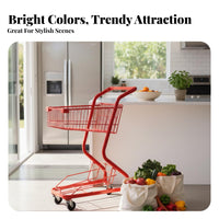 Large Capacity Double Decker Shopping Cart Long-Lasting Double Basket Push Cart Sturdy Construction Wheeled Carrier Comfortable Handle for Content Creators, Shop Owners, Supermarket, Game Center, Photoshoot, Farmers Markets