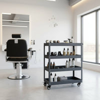 Four-Tier Utility Cart Multi-Purpose Metal Cart with Handle Space-Saving
