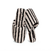Warm Fuzzy House Shoes for Women, Non-Slip, Striped