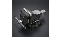 Ductile Cast Iron Bench Vise with Anvil Serrated Grips Swivel Bench Vise Swiveling Base Workholding Tool Textured Dark Finish