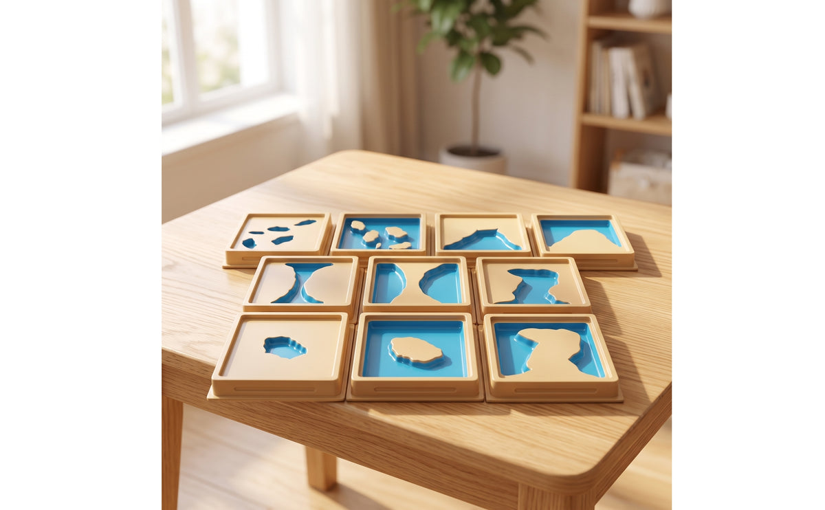 4 Pieces Landform Board with Wooden Frame Educational Geography Model Board Sensory Toy for Young Children, Classroom