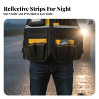 Reflective Vest High Visibility Electrician Tool Vest Holder Workwear for Electricians, Carpenters, Home Improvement, Workshop, Fishing