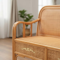 Chinese Design Arhat Bed Retro Design Rattan Sofa Wicker Couch Handwoven Woven Daybed Small Apartment Suitable for Balcony