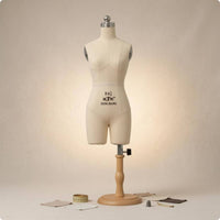 Linen-Textured Female Dress Form Mannequin Light Beige Material-Covered Dress Form Split-Leg Female Mannequin Torso Stand Wooden Base for Dressmakers, Fashion Design