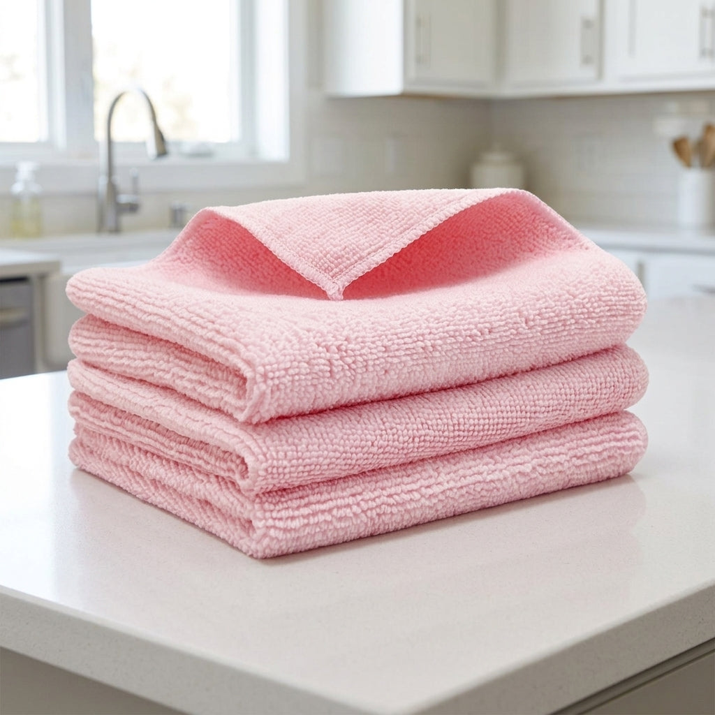 Interlock Knit Microfibre Cloth and Cleaning Cloths, 30cm x 30cm Microfibre Cloth, High Absorbency Knitted Wiping Cloth for Dishes and Furniture