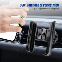 Car Phone Holder, Metal Hook, Air Vent Mount, 360° Rotating Magnetic Stand, Universal Navigation Support, One-Hand Operation