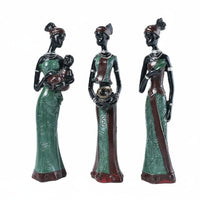 3 Pieces African Woman Statue Set Decorative Piece Hand Painted Resin Doll Set Gift Idea African Woman Statue for Desktop