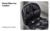 Height Adjustable Armless Tufted Rolling Chair Compact Design Armless Channel-Tufted Swivel Chair Space-Saving Office Furniture Low Back for Students, Home Workers, Adults, Study Room, Small Areas, Bedroom, Salon