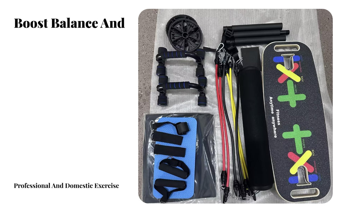 Non-Slip Surface Wooden Balance Board and Push up Kit Ergonomic Handles Push-up Board Core Strength Training Set for Beginners