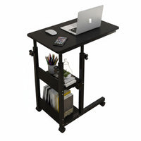 Foldable Folding Laptop Desk Wheel Moving Mobile Computer Table Space Saving Rolling Laptop Desk Multifunctional for Dorm Room, Bedroom