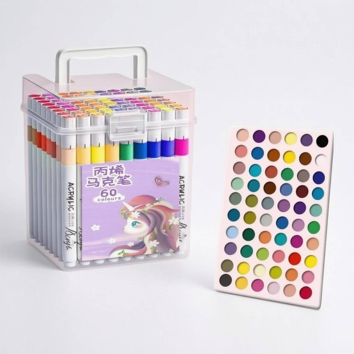60 Pieces Snap Latch Acrylic Marker Pens White Barrels Marker Pen Set Colored Ends Acrylic Paint Pen