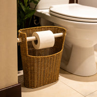 Rattan Toilet Use Paper Holder Slightly Tapered Woven Bathroom Basket Decorative