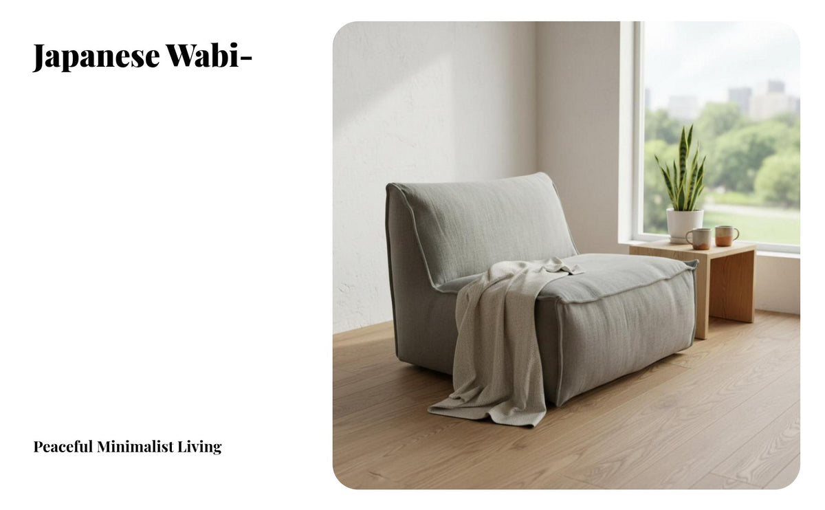 Wabi-Sabi Aesthetic 3-Seater Sofa Removable and cleanable Cover Upholstered Three-Seater Japanese aesthetic Couch Small Space Solution for Apartment Dwellers, Minimalists, Office Managers, Lounge Area