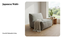 Wabi-Sabi Aesthetic 3-Seater Sofa Removable and cleanable Cover Upholstered Three-Seater Japanese aesthetic Couch Small Space Solution for Apartment Dwellers, Minimalists, Office Managers, Lounge Area
