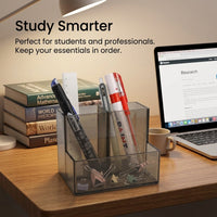 Clear Acrylic Pen Organiser and Brush Holder, Multi Compartment Desk Organizer, Desktop Storage for Organization