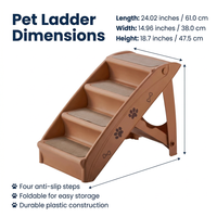 Plastic Dog Stairs, Beige Pet Climbing Ladder for Small Dogs, Non-Slip Bedside Steps for Cats, Foldable Pet Ramp for Home Use, 433 Climbing Ladder