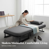 Folding Mechanism Fold-foldable Single Bed Space-Saving transformable Ottoman Bed Easy Setup Sleeper Chair Sturdy Frame for Office Workers, Apartment Dwellers, Students, Small Spaces, Dorm Room, Bedroom, RV