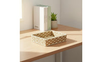 Woven Paper Rope Basket Handmade Braided Organizer Basket Versatile Japanese Aesthetic Organizer Box for Living Room, Bedroom, Closet